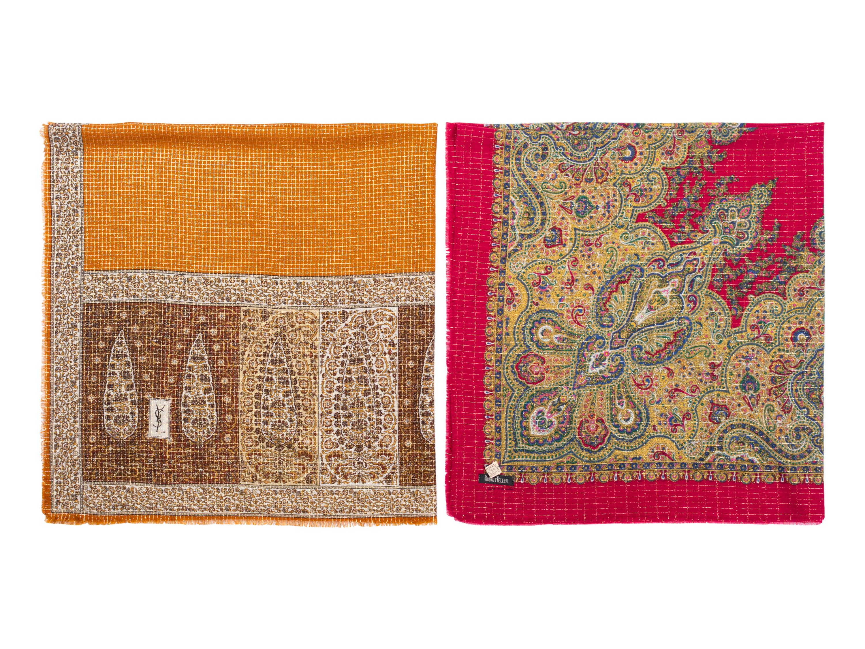 Two Designer Scarves: One Yves Saint Laurent and One Oscar de la Renta