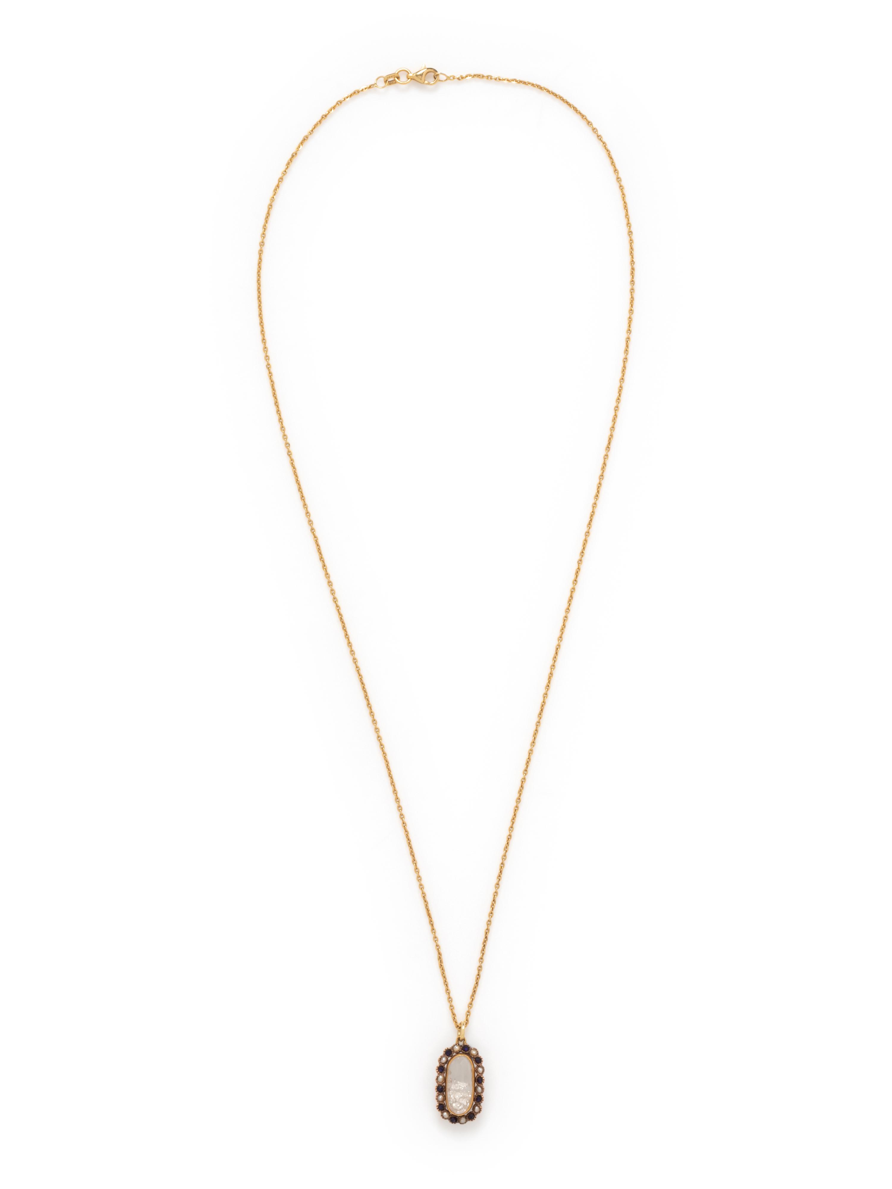RENEE LEWIS, SAPPHIRE, SEED PEARL AND DIAMOND SHAKE PENDANT