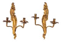 A Pair of Giltwood Two-Light Sconces Height 20 inches. — 18TH/19TH CENTURY
