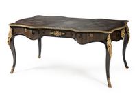 A Napoleon III Gilt Bronze Mounted and Brass Inlaid Bureau Plat