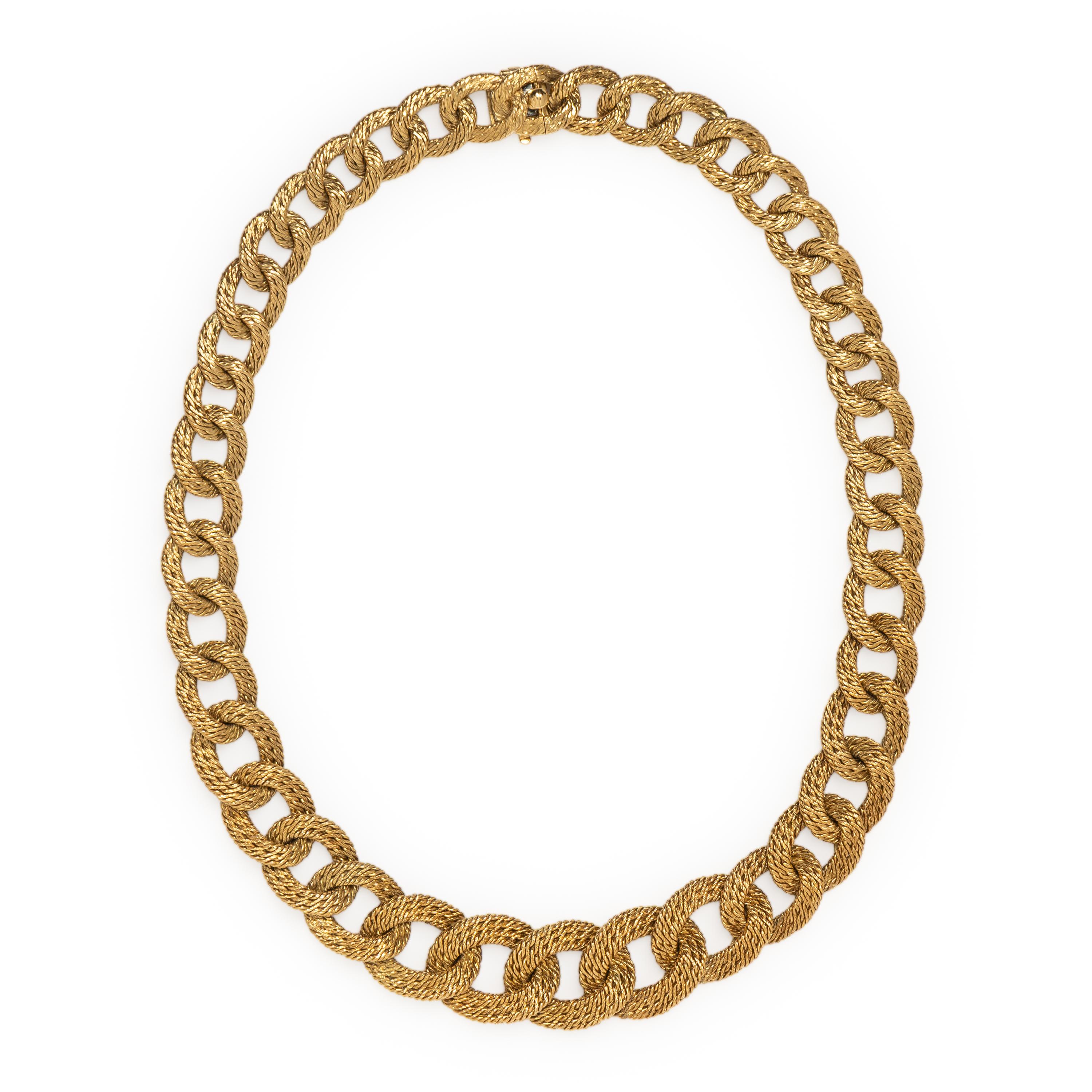 GEORGES L'ENFANT FOR VAN CLEEF & ARPELS, YELLOW GOLD TEXTURED CHAIN NECKLACE