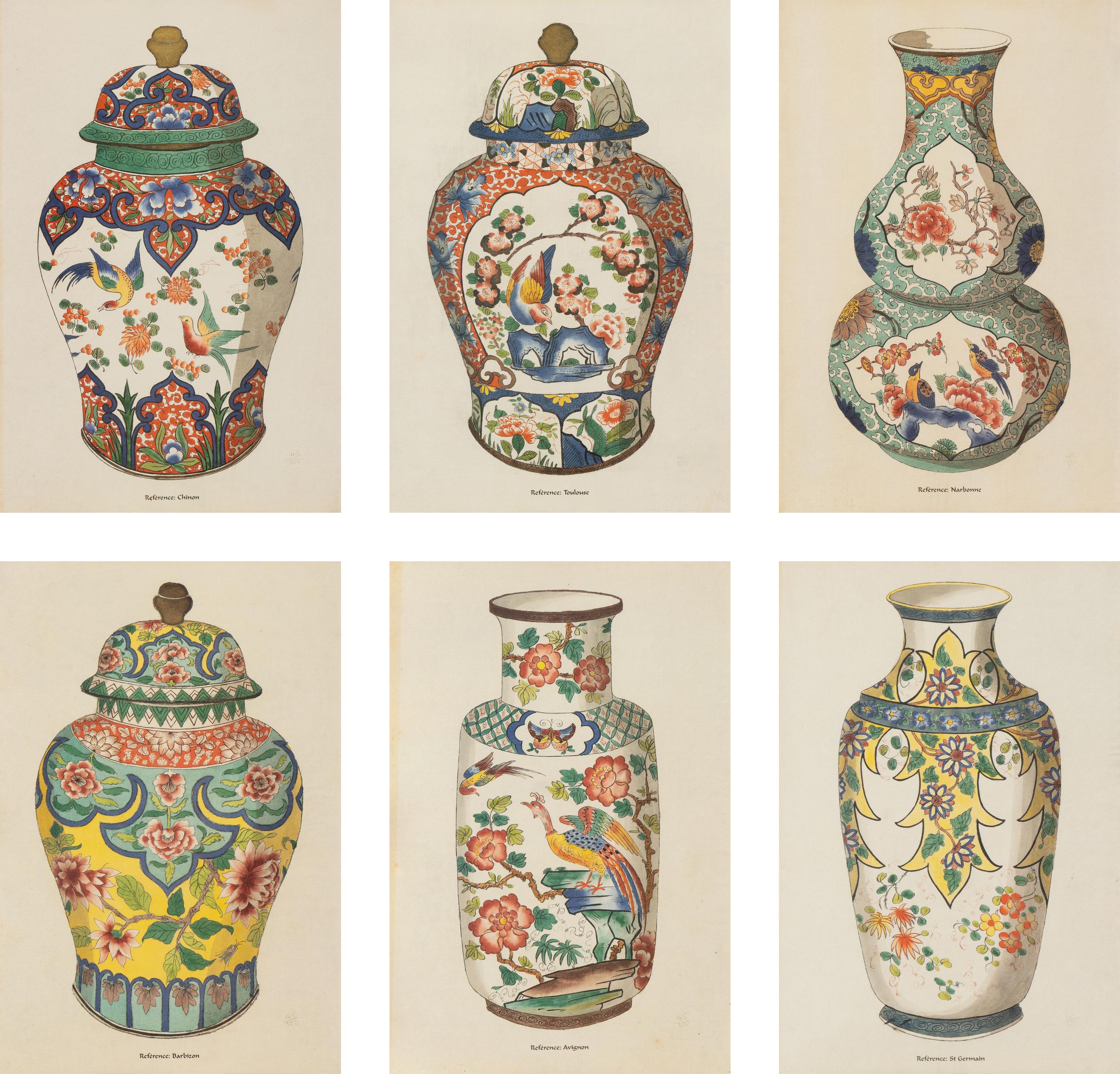 A Set of Six Framed Prints of Chinese Porcelain Vases