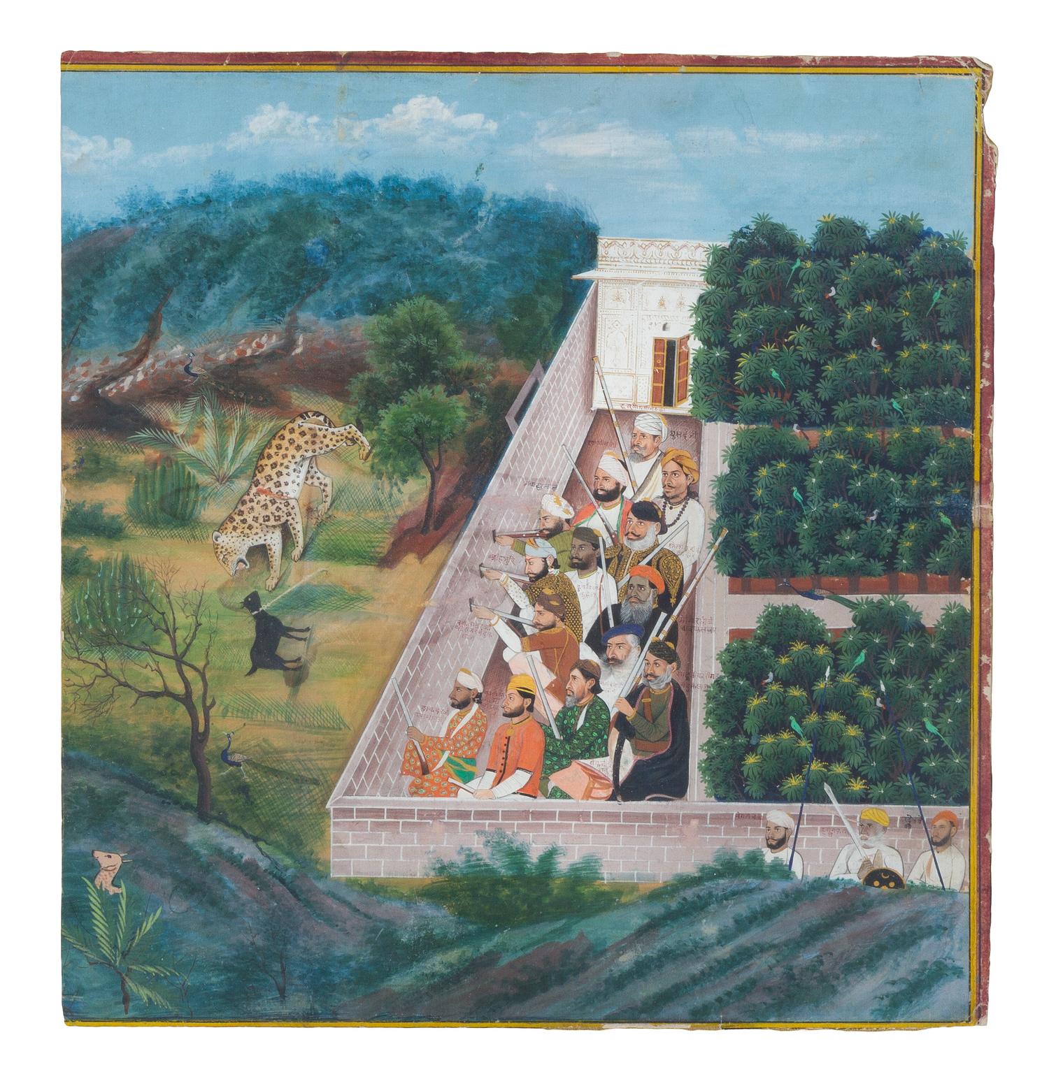 An Indian Gouache Painting Height overall 19 5/8 x width 18 5/8 inches.