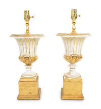 A Pair of Paris Porcelain Urns Mounted as Lamps — LATE 19TH/EARLY 20TH CENTURY