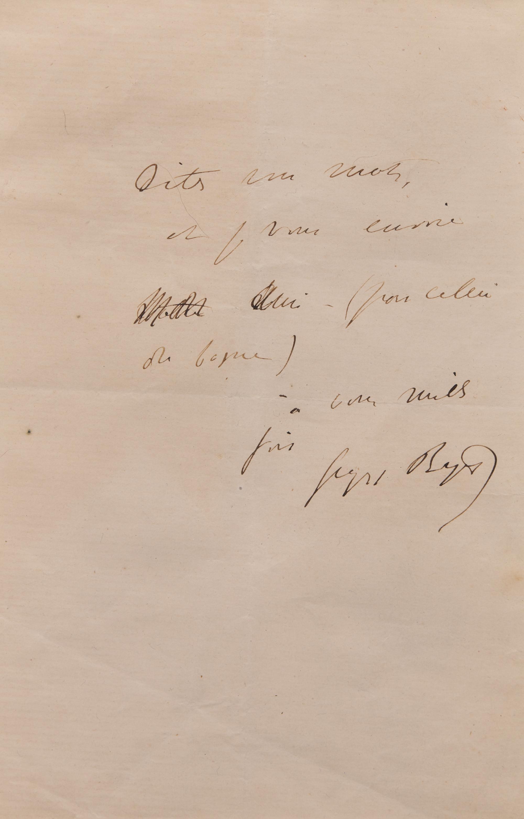 [Music] Bizet, Georges. Autograph Note, signed