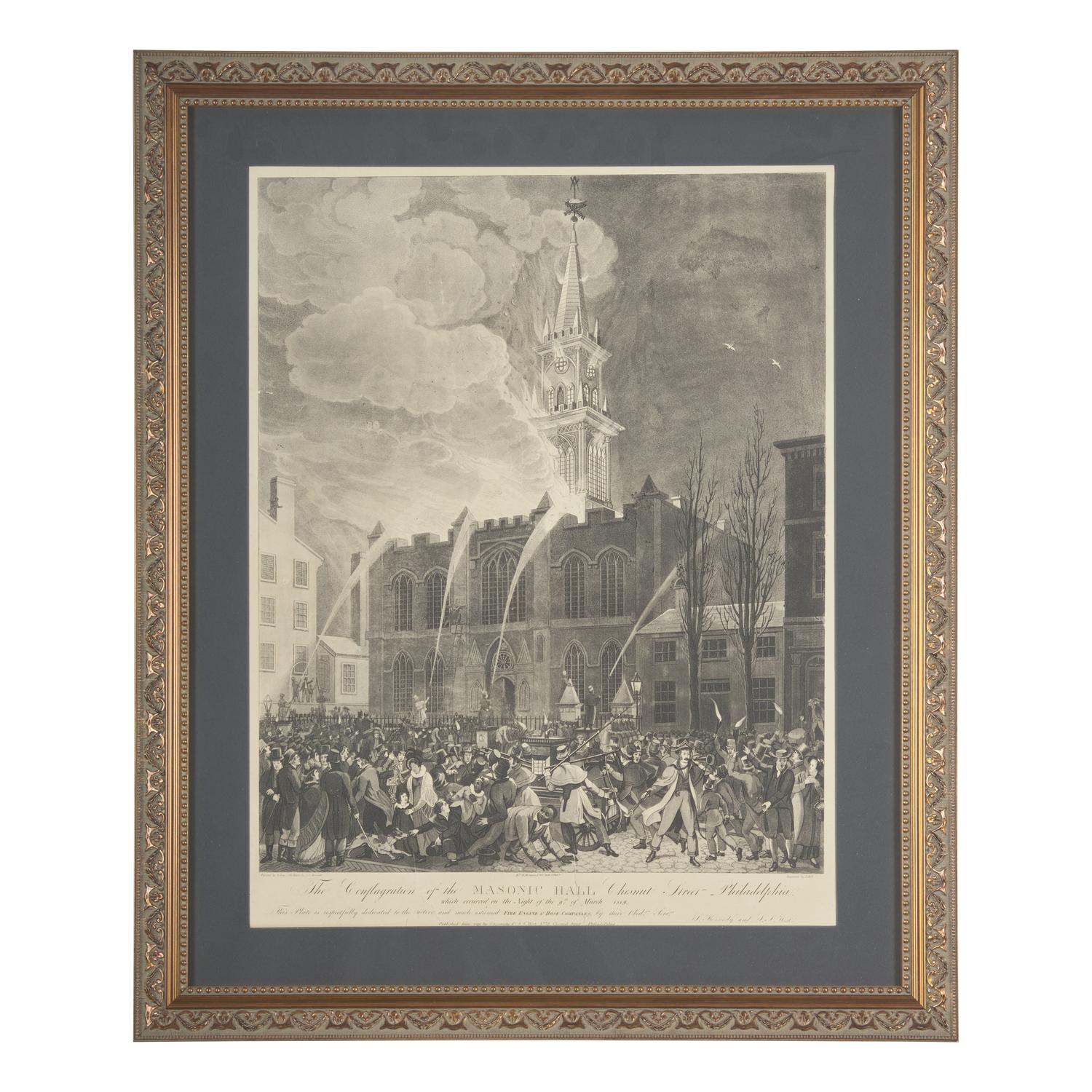 [Philadelphia] The Conflagration of the Masonic Hall Chestnut Street Philadelphia. which occurred on the Night of the 9th of March 1819...