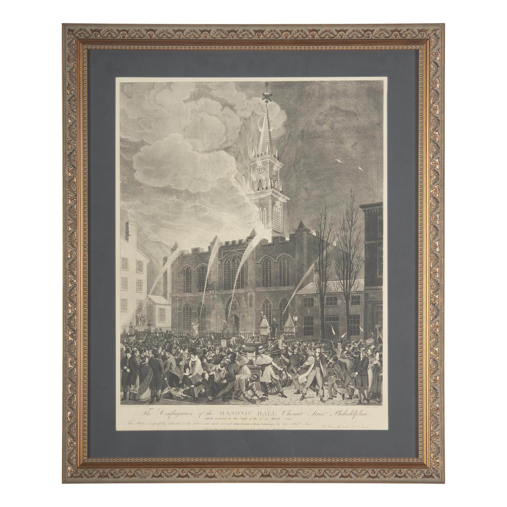 [Philadelphia] The Conflagration of the Masonic Hall Chestnut Street Philadelphia. which occurred on the Night of the 9th of March 1819...