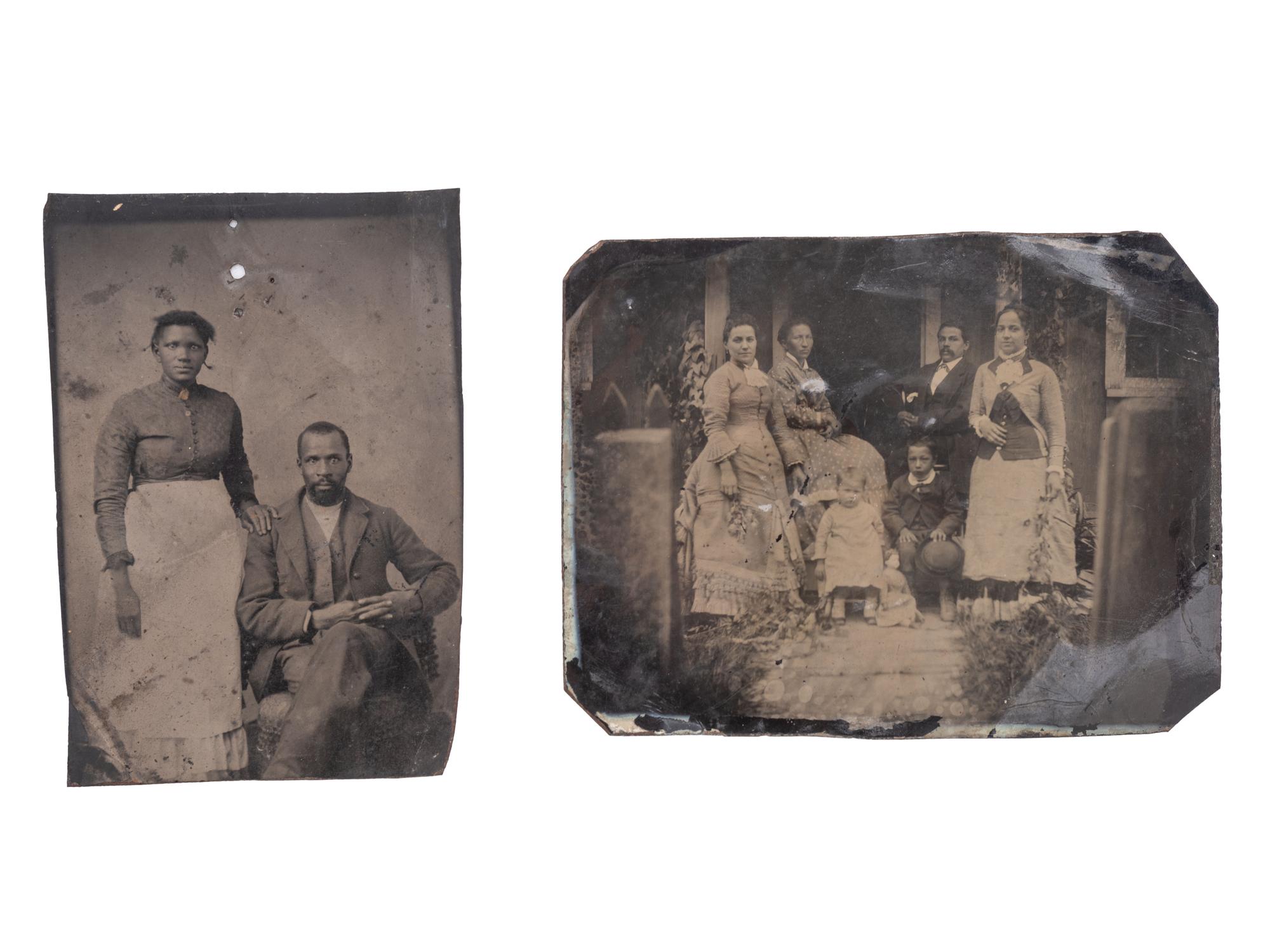 [EARLY PHOTOGRAPHY]. 7 tintypes of African American subjects, incl. caretaker with white child.