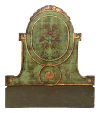 An Italian Polychrome Painted and Parcel-Gilt Headboard