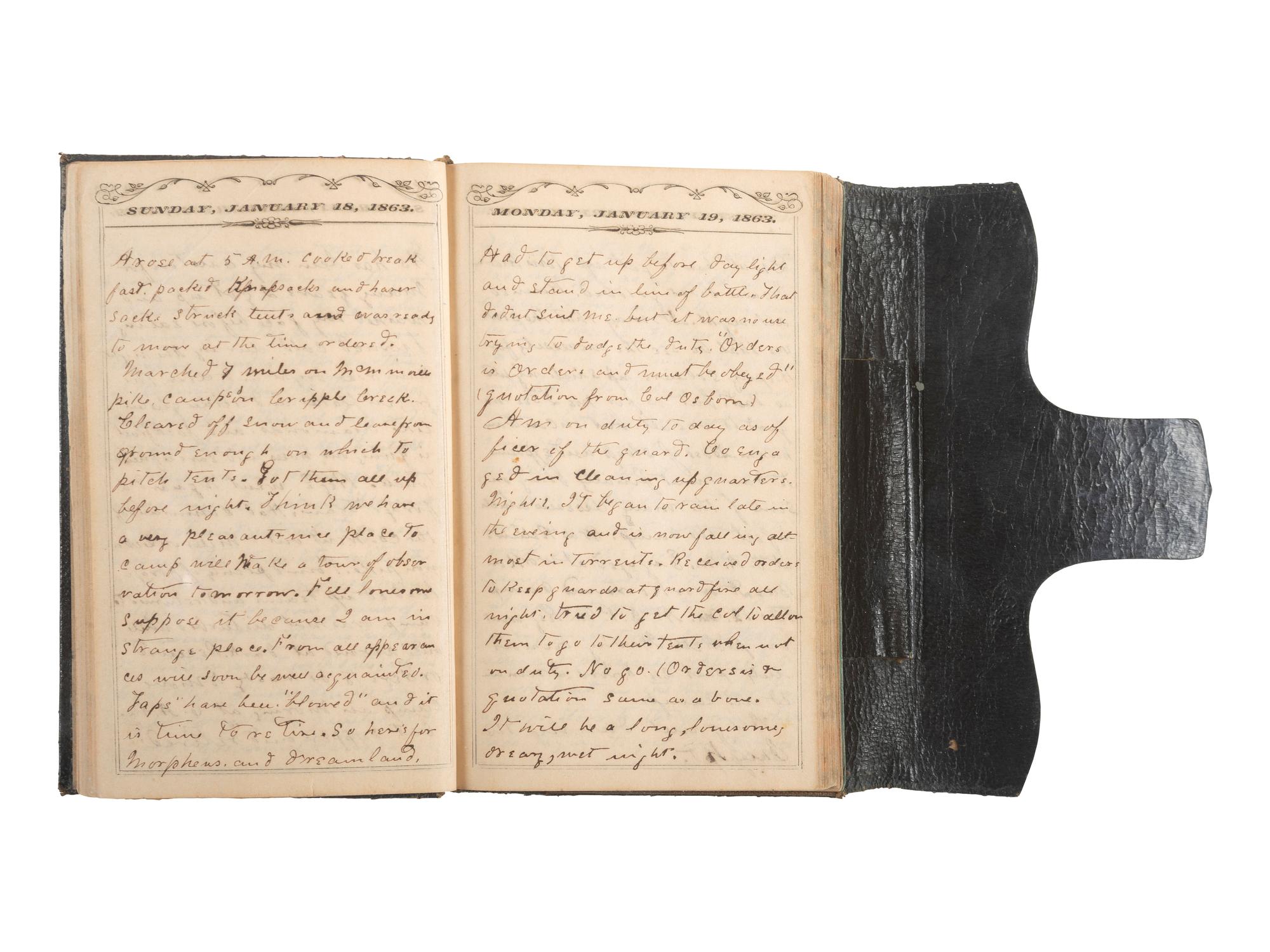 [CIVIL WAR]. Diary of Jesse B. Connelly, 31st Indiana Regiment, including description of the Second Battle of Murfreesboro (or Battle of Stones River).