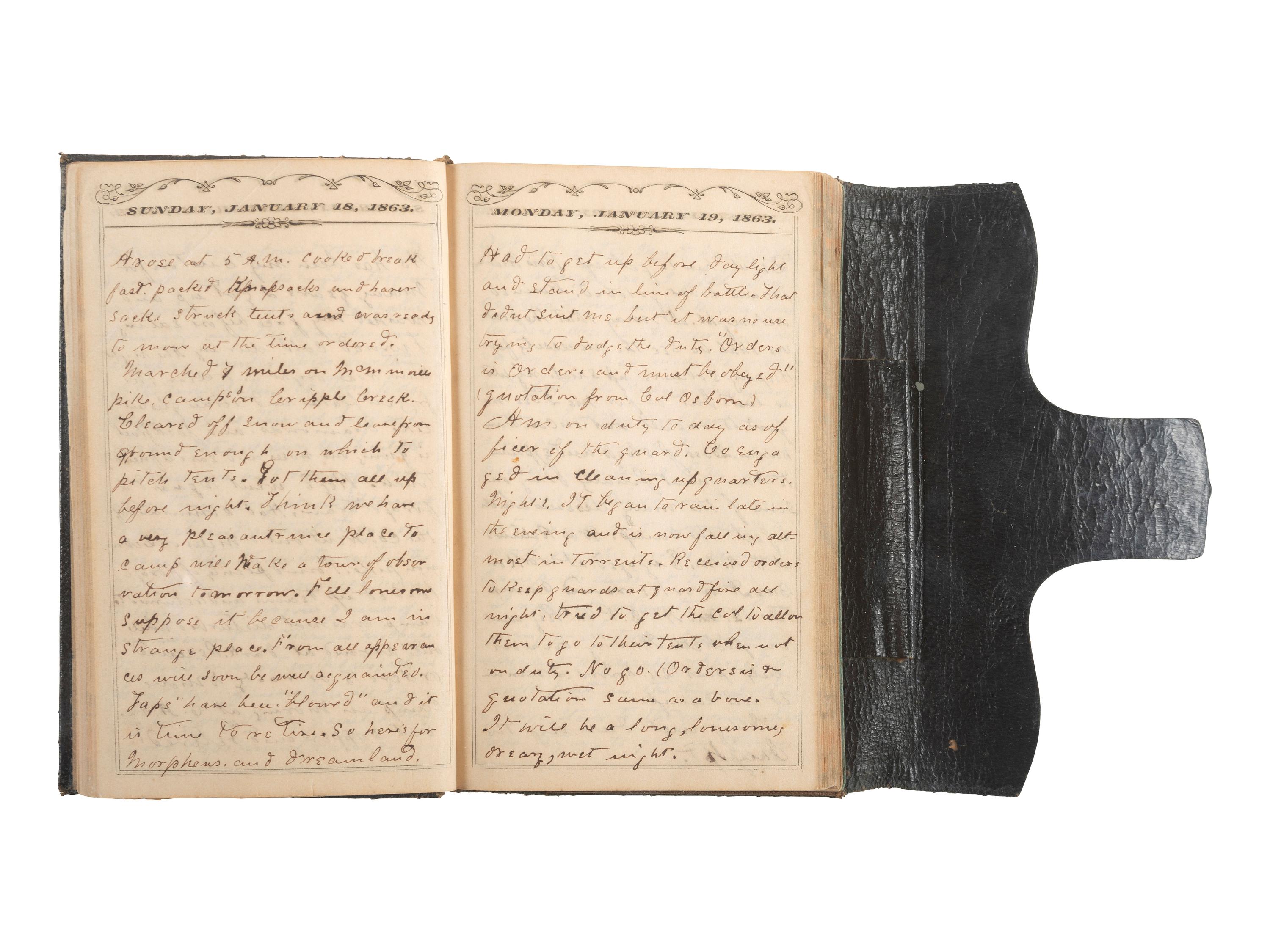 [CIVIL WAR]. Diary of Jesse B. Connelly, 31st Indiana Regiment, including description of the Second Battle of Murfreesboro (or Battle of Stones River).