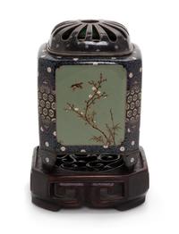 A Japanese Cloisonne Insense Burner and Cover Height 3 1/4 inches. — 19TH CENTURY