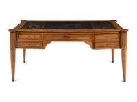 A Louis XVI Style Brass Mounted Walnut Bureau Plat