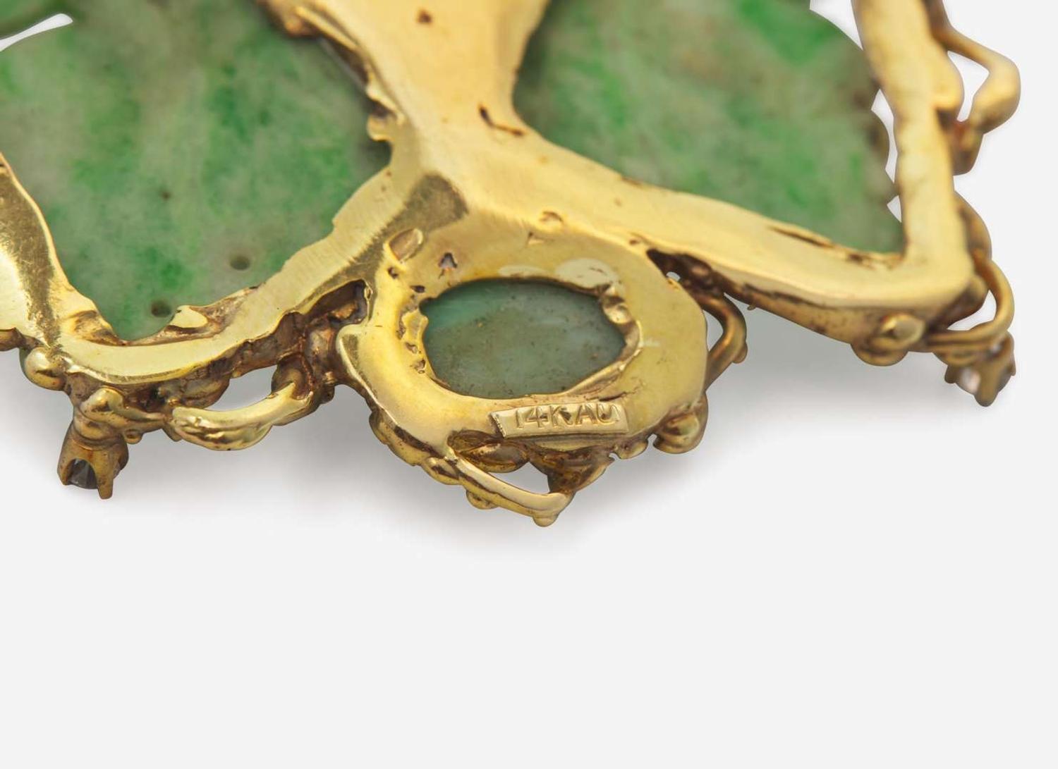 A Set of Two Jade Insect Brooches