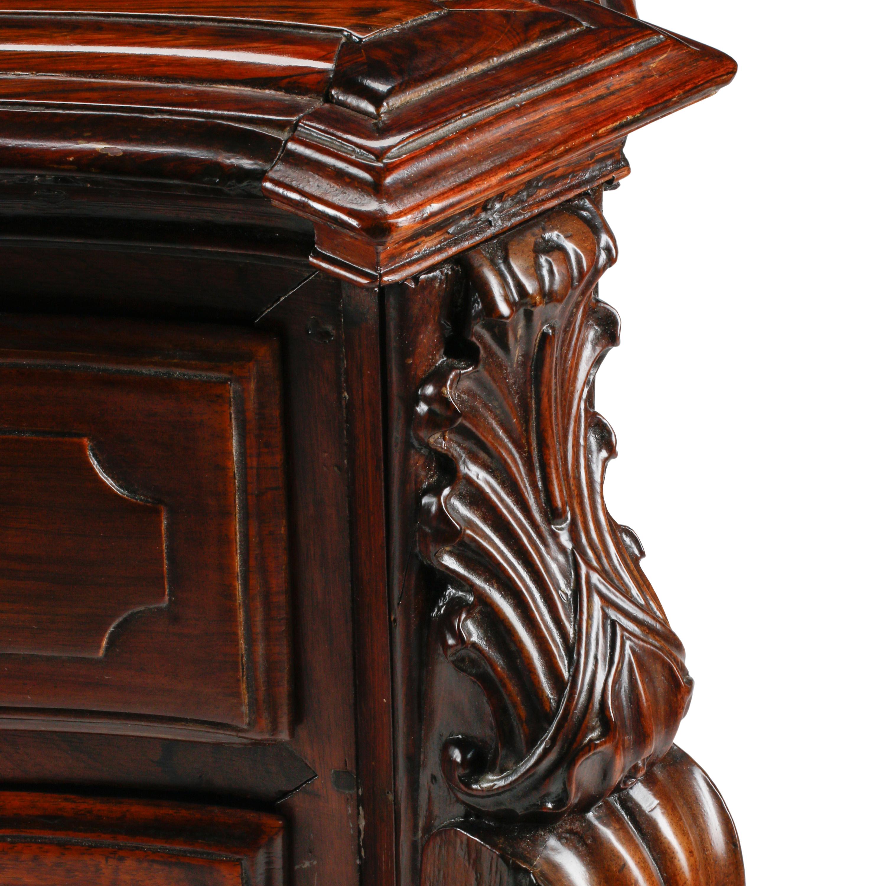 A Portuguese Carved Rosewood Chest of Drawers