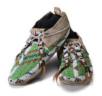 Sioux Beaded Buffalo Hide Moccasins