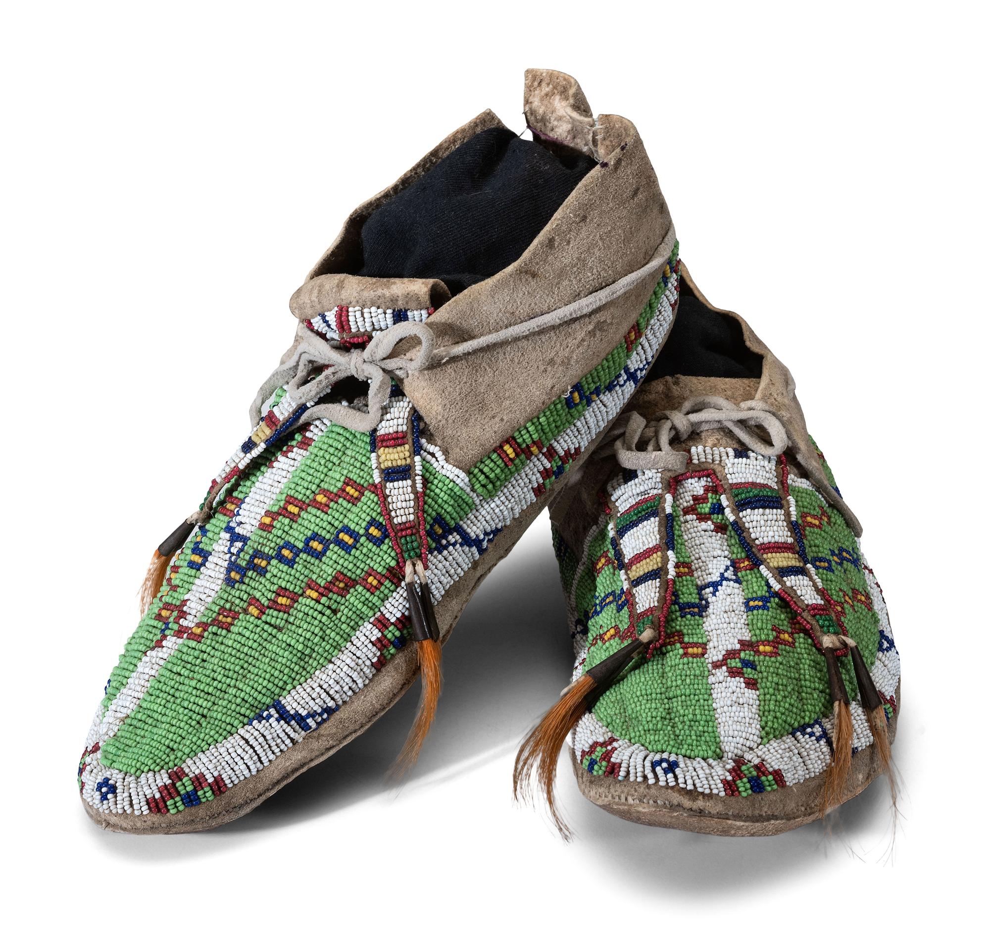Sioux Beaded Buffalo Hide Moccasins