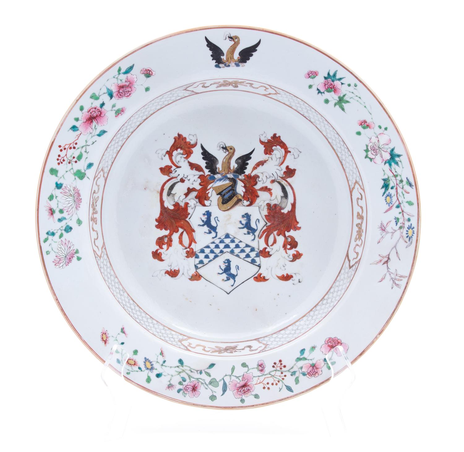 A Chinese Export Armorial Porcelain Basin