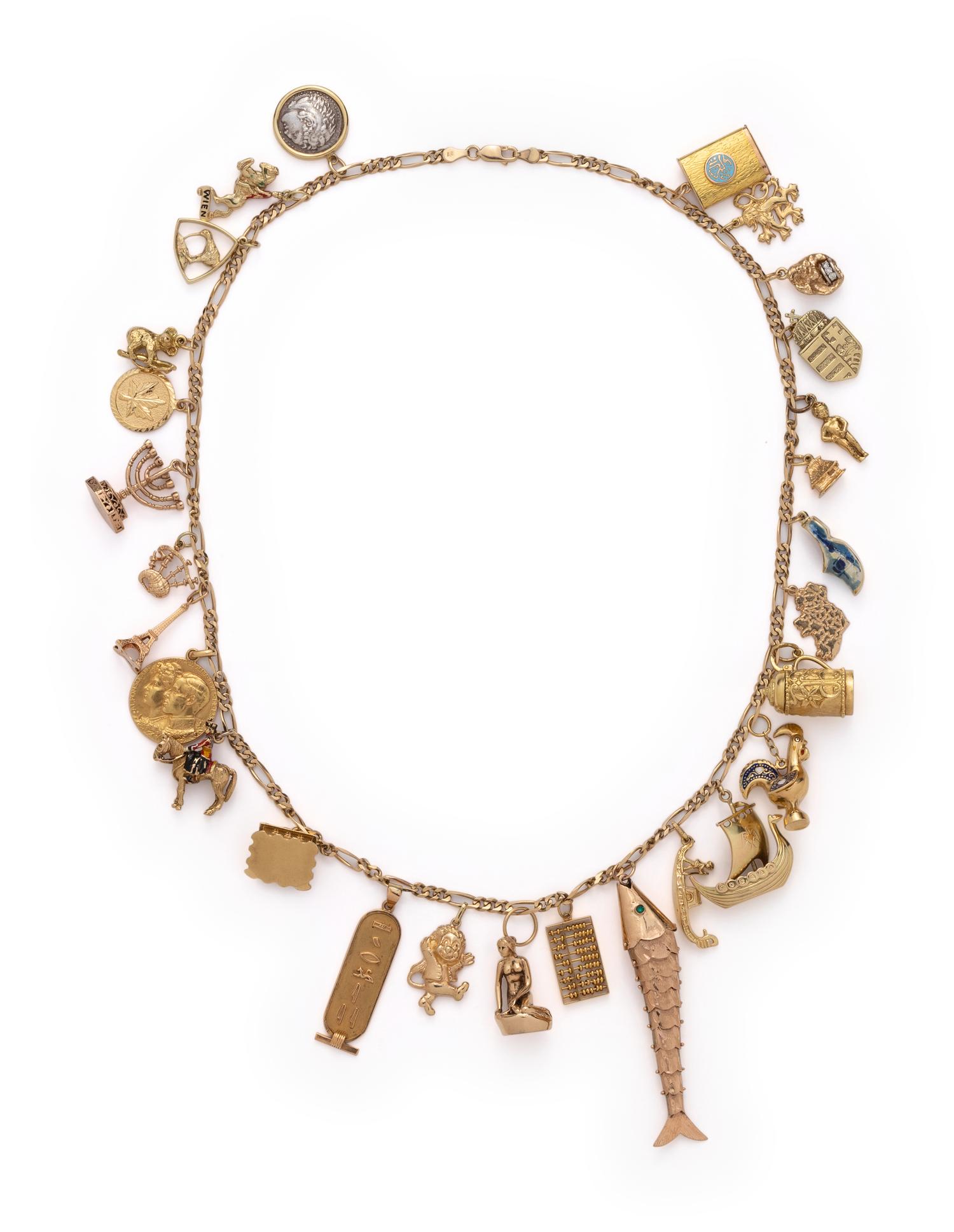 YELLOW GOLD CHARM NECKLACE