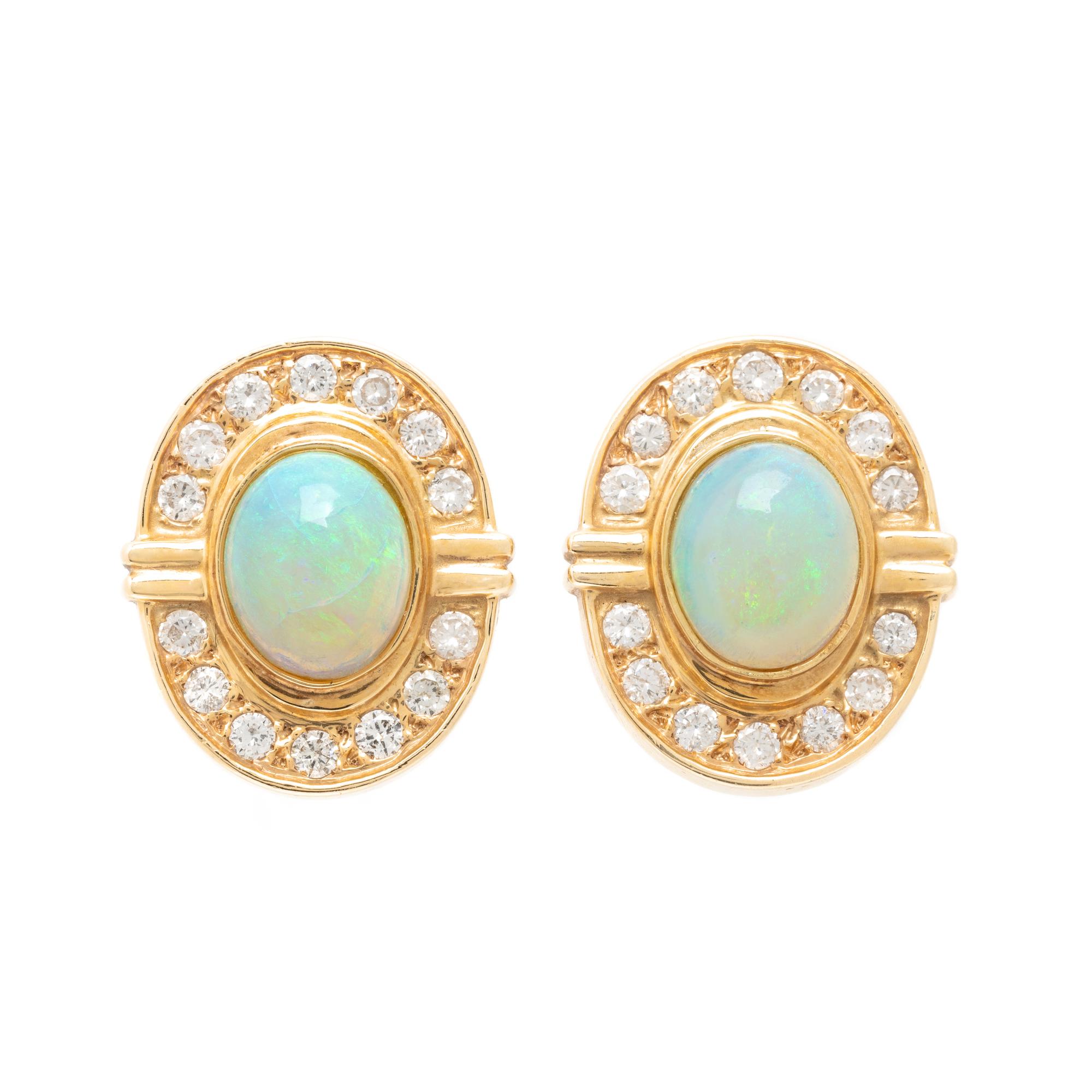 OPAL AND DIAMOND EARRINGS