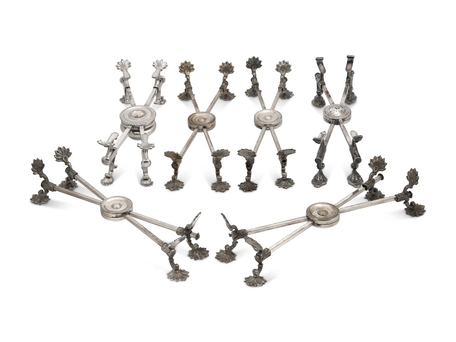 Six Silver-Plate Dish Crosses