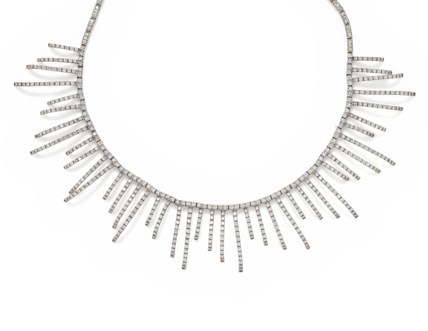 WHITE GOLD AND DIAMOND FRINGE NECKLACE