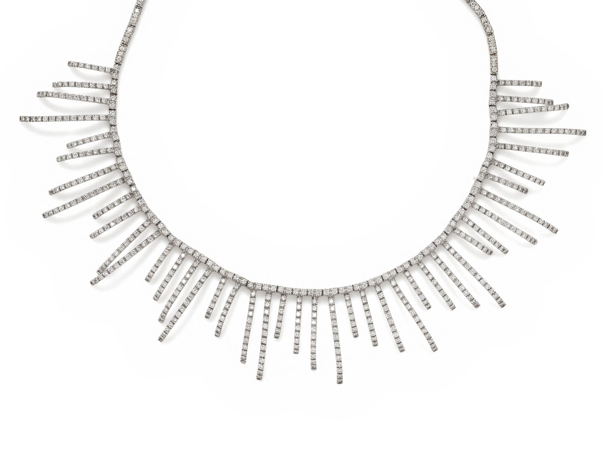 WHITE GOLD AND DIAMOND FRINGE NECKLACE