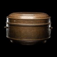 A Large Chinese Chased Brass Covered Box