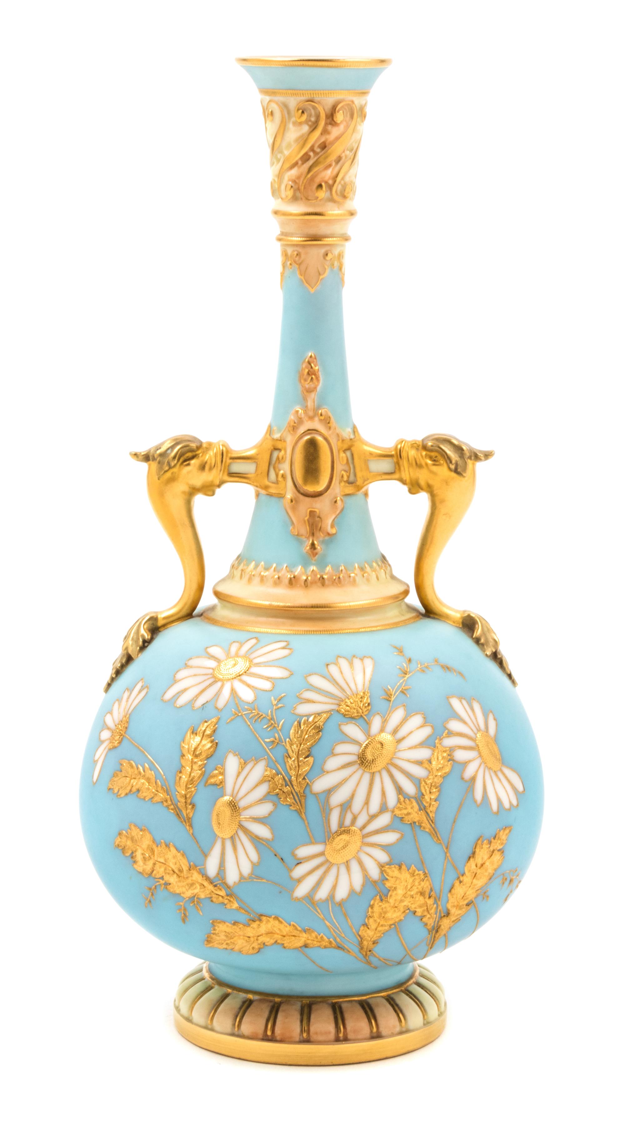 A Royal Worcester Porcelain Vase Height 11 1/4 inches. — 1891