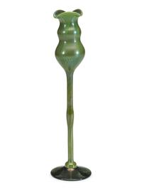 A Tiffany Studios Favrile Glass Pulled Feather Vase