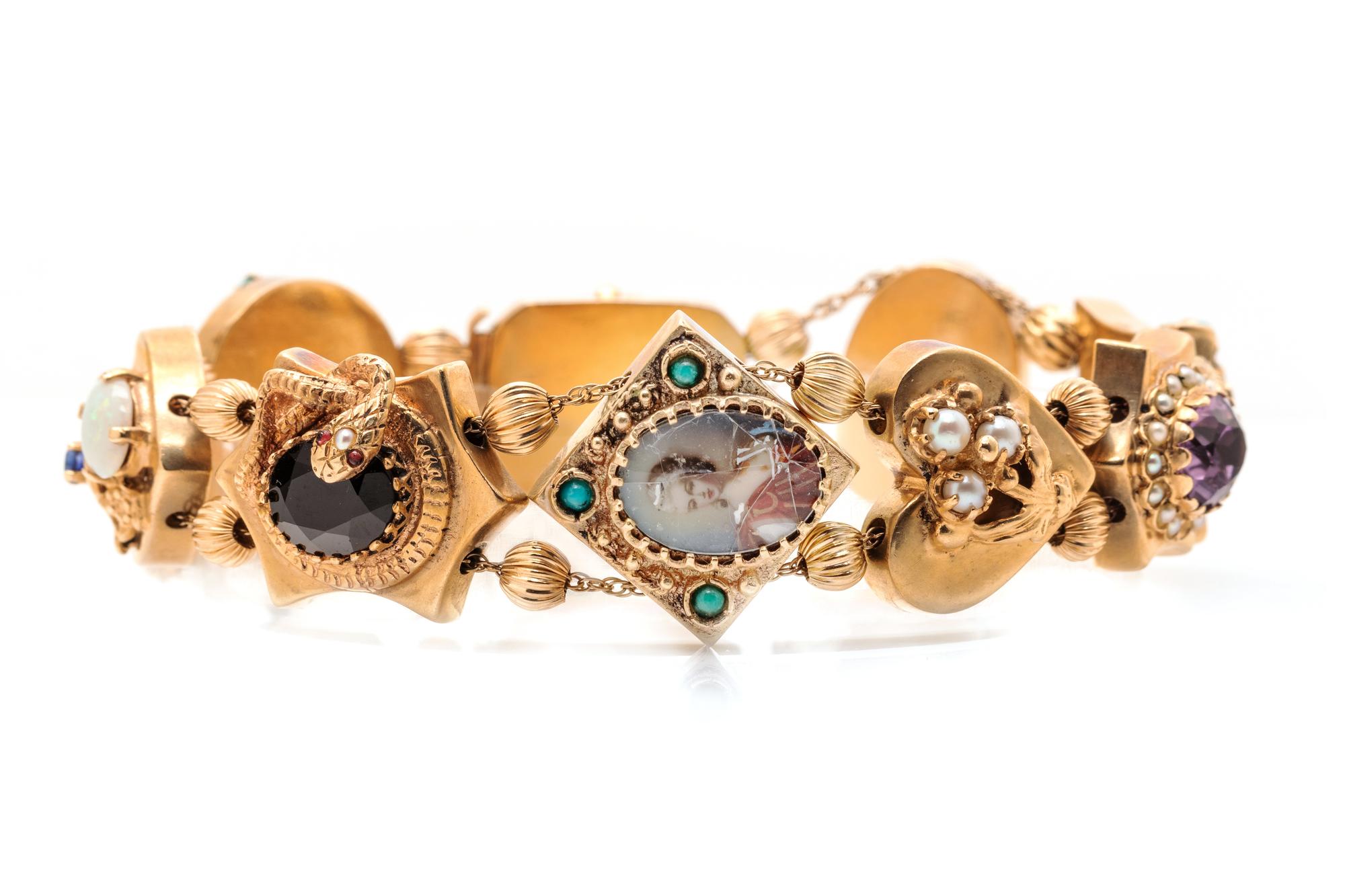 YELLOW GOLD AND MULTIGEM SLIDE BRACELET
