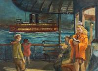 Cecil Crosley Bell (American, 1906–1970) — Night Passing on the Ferry