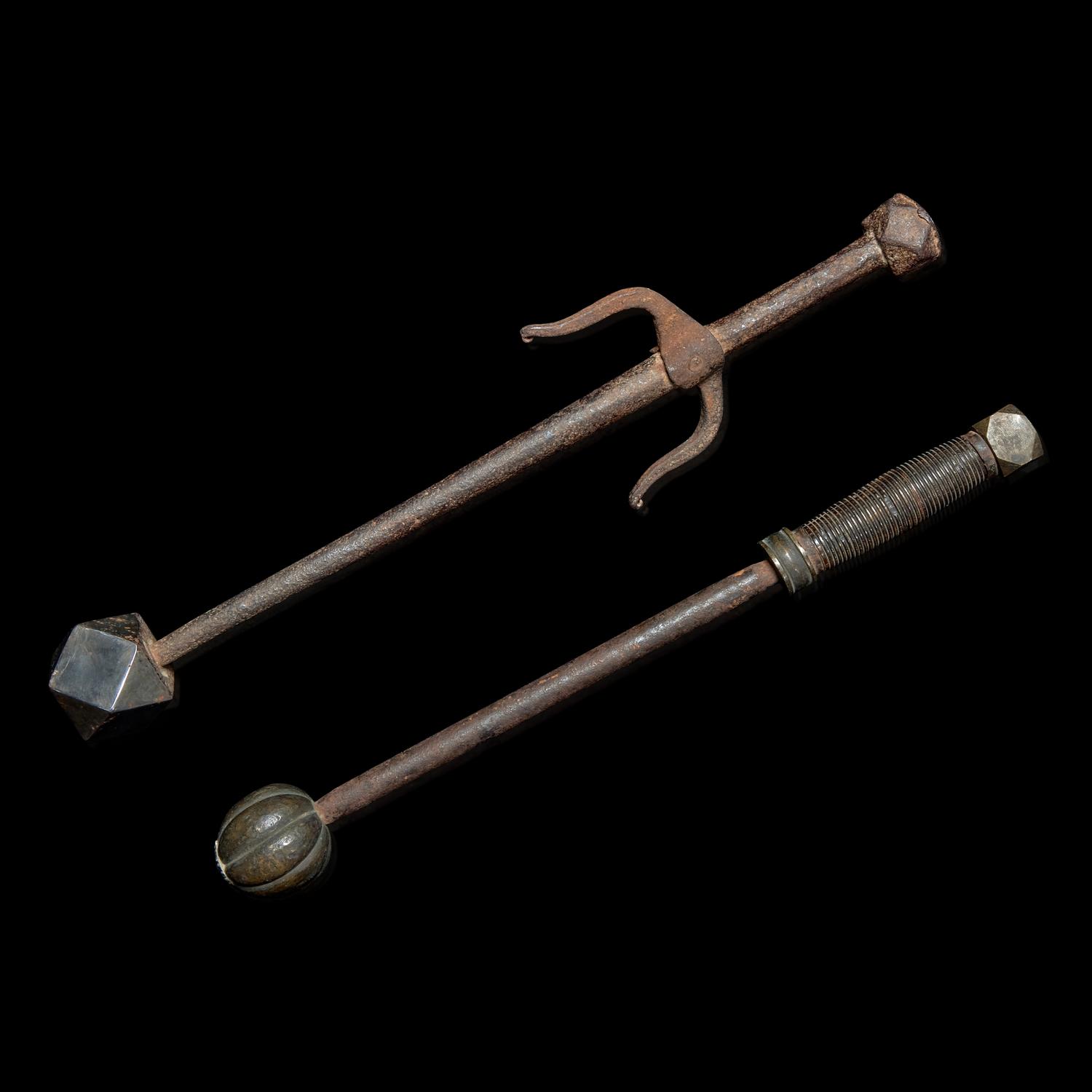 Two Tibetan Iron Bone Crushers 鐵錘兩件