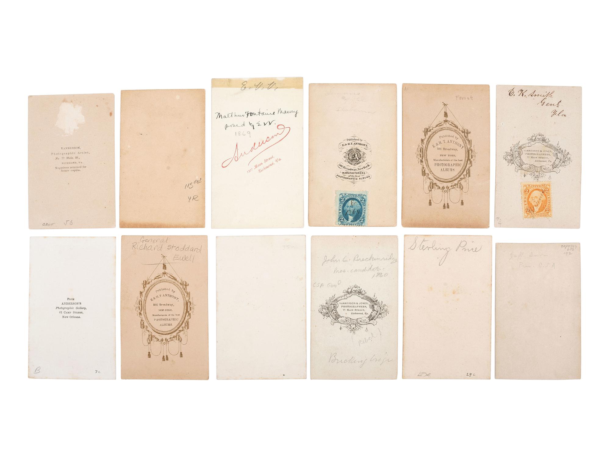 [CIVIL WAR - THE CONFEDERACY]. A group of 25 CDVs, incl. President Jefferson Davis and Confederate Generals JOHNSTON, SMITH, BEAUREGARD, EWELL, and SEMMES.