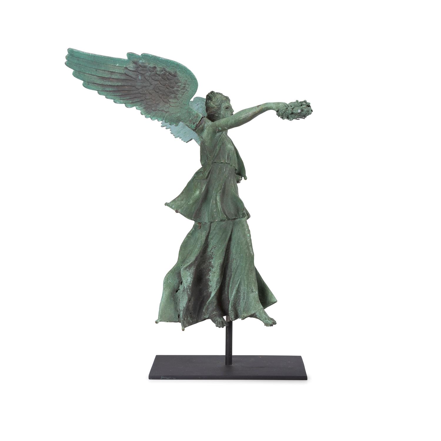 A Cast Bronze Figural Finial of an Angel
