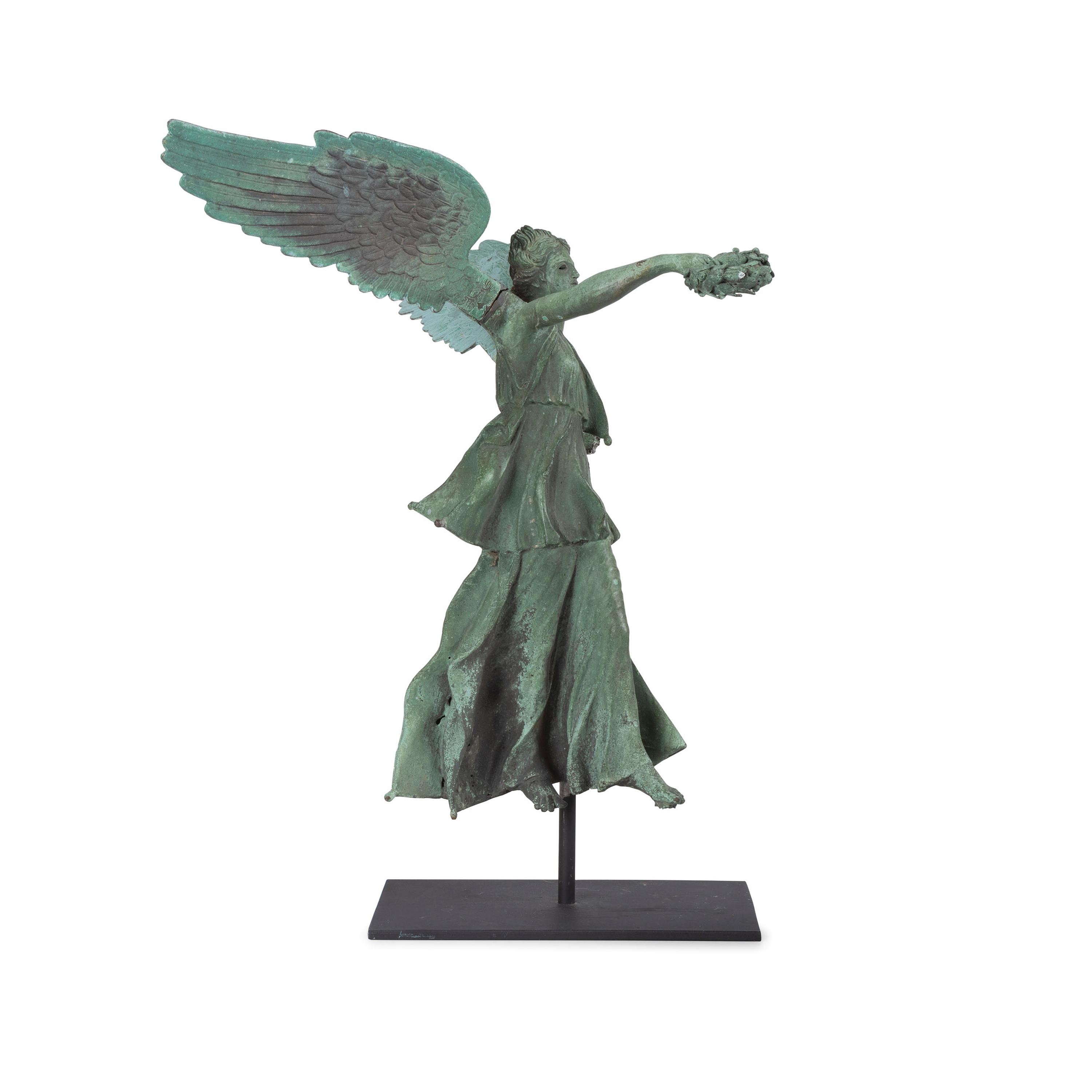 A Cast Bronze Figural Finial of an Angel