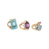 COLLECTION OF MODERNIST YELLOW GOLD AND GEMSTONE RINGS