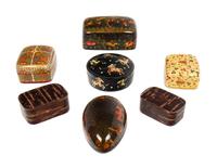 A Collection of Seven Covered Boxes Length of longest box 6 1/2 inches. — 20TH CENTURY