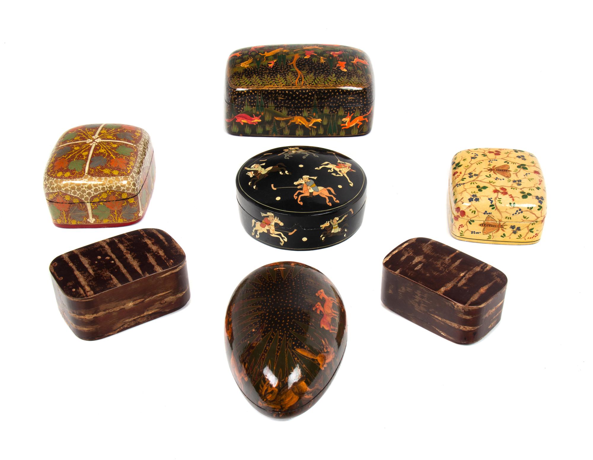 A Collection of Seven Covered Boxes Length of longest box 6 1/2 inches. — 20TH CENTURY