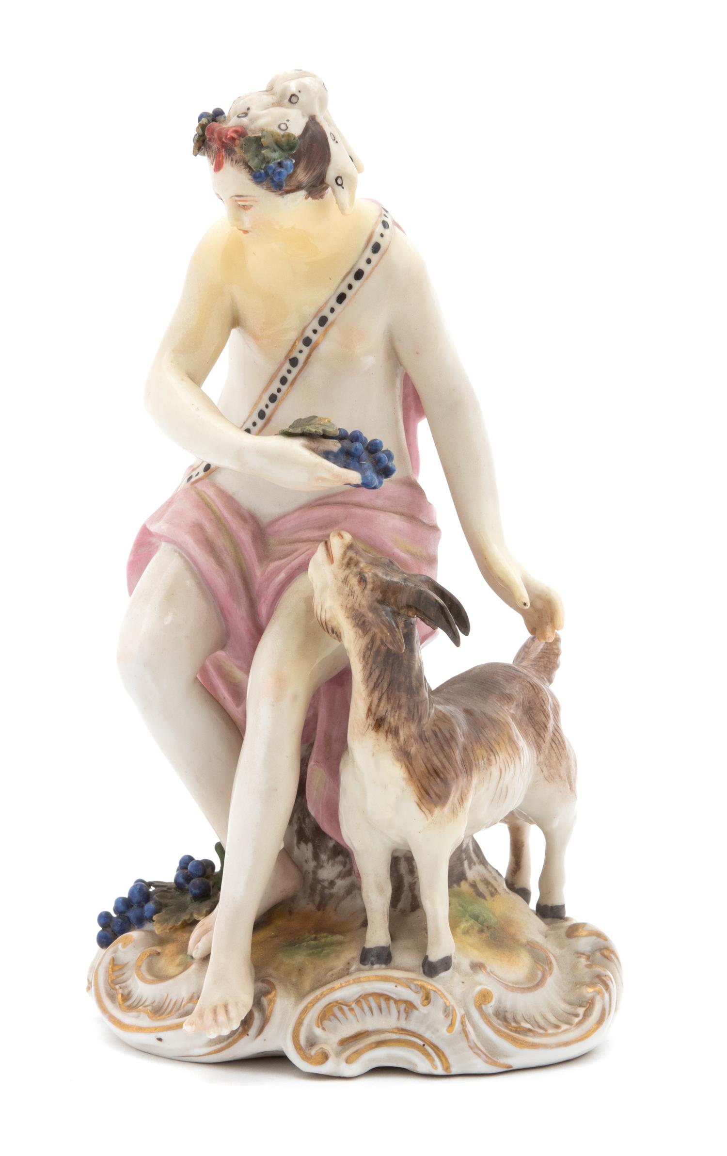 A Frankenthal Porcelain Figure of a Seated Woman with Goat — 18TH CENTURY