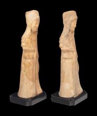 A Pair of Chinese Painted Pottery Figures of Ladies