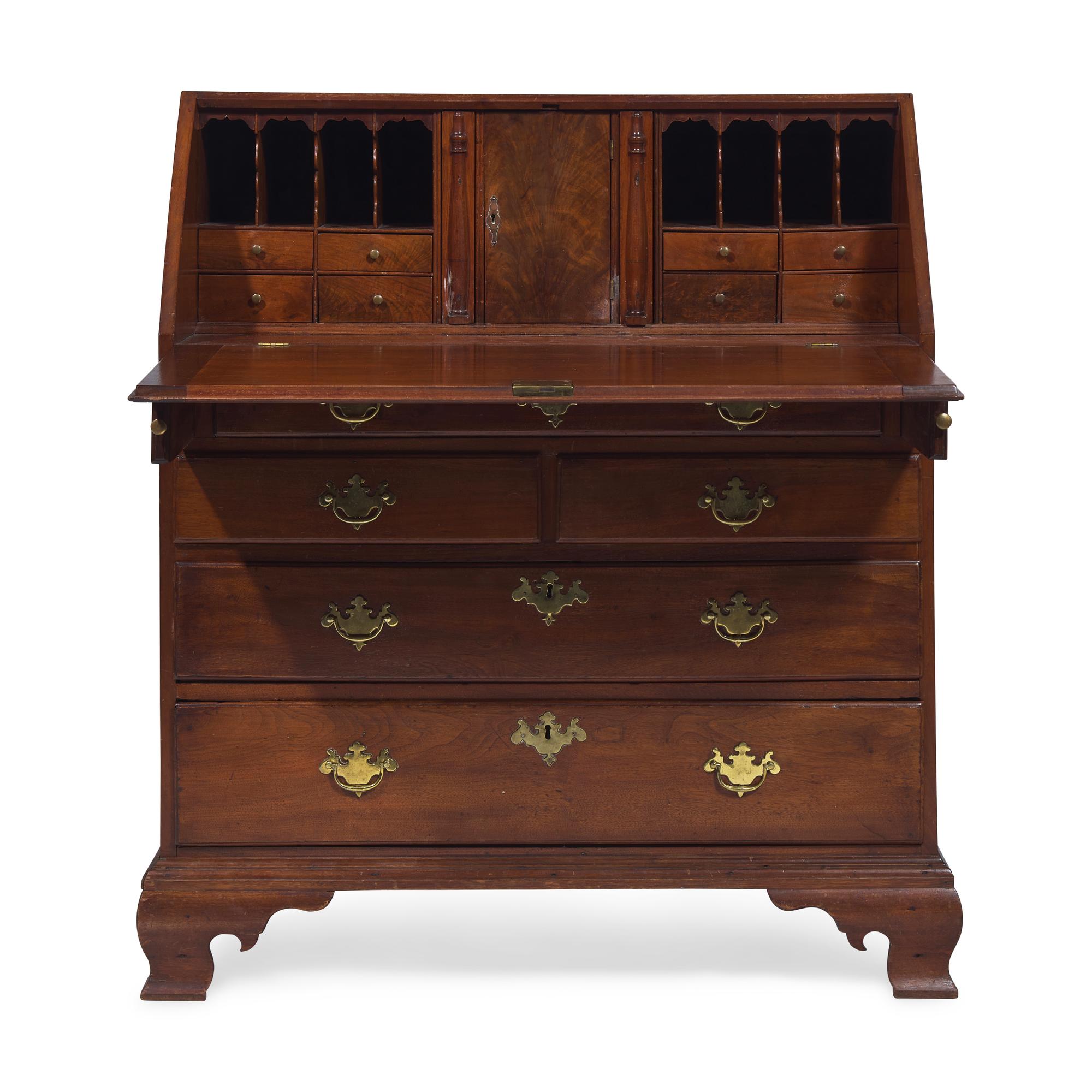 A Chippendale Walnut Slant-Front Desk