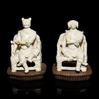 Two Chinese Blanc de Chine Porcelain Zodiac Figures, Early-Mid 20th Century — 近代 德化白瓷生肖兩尊