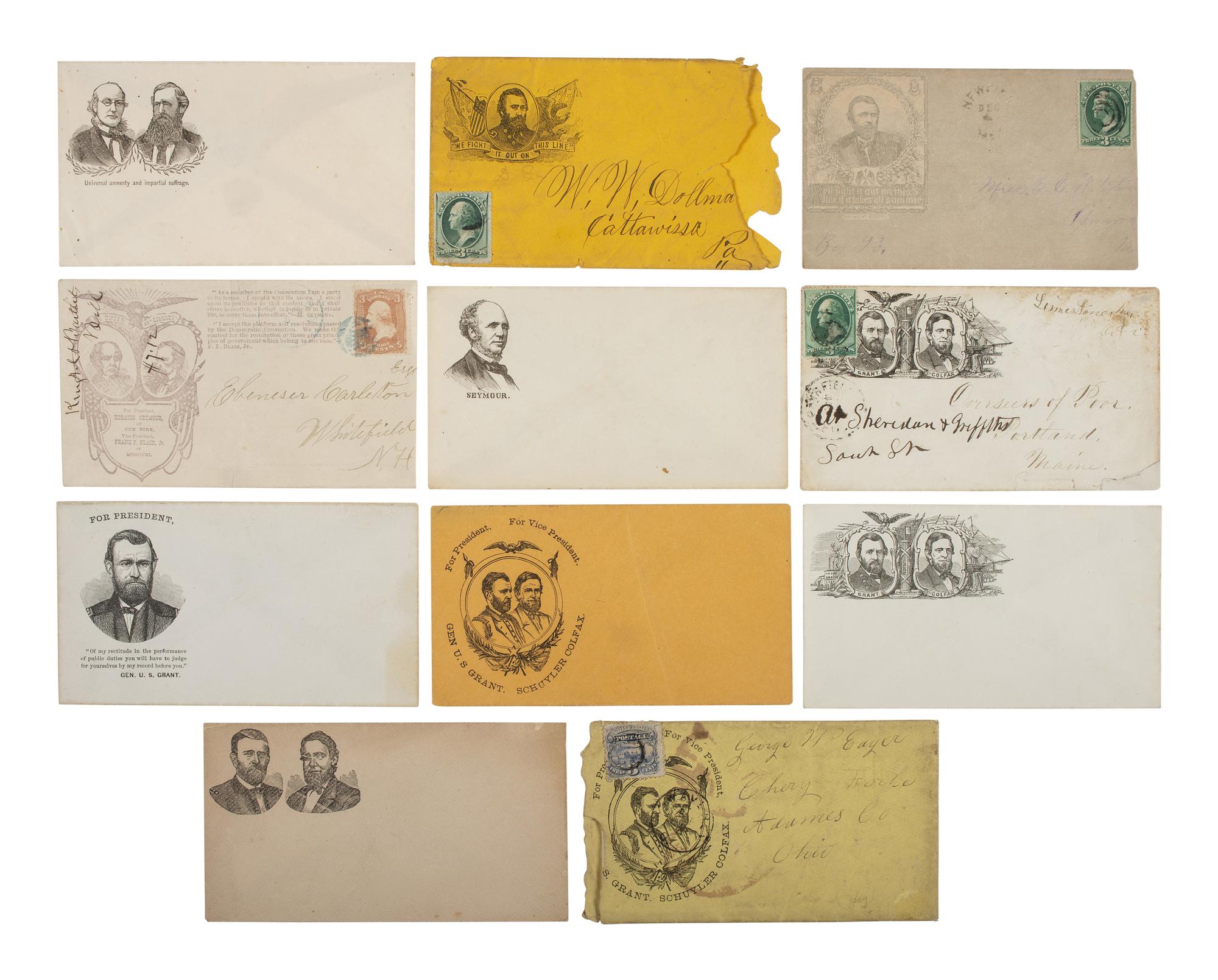 [GRANT, U.S. (1822-1885)]. Items related to the 1868 and 1872 presidential elections, comprising: