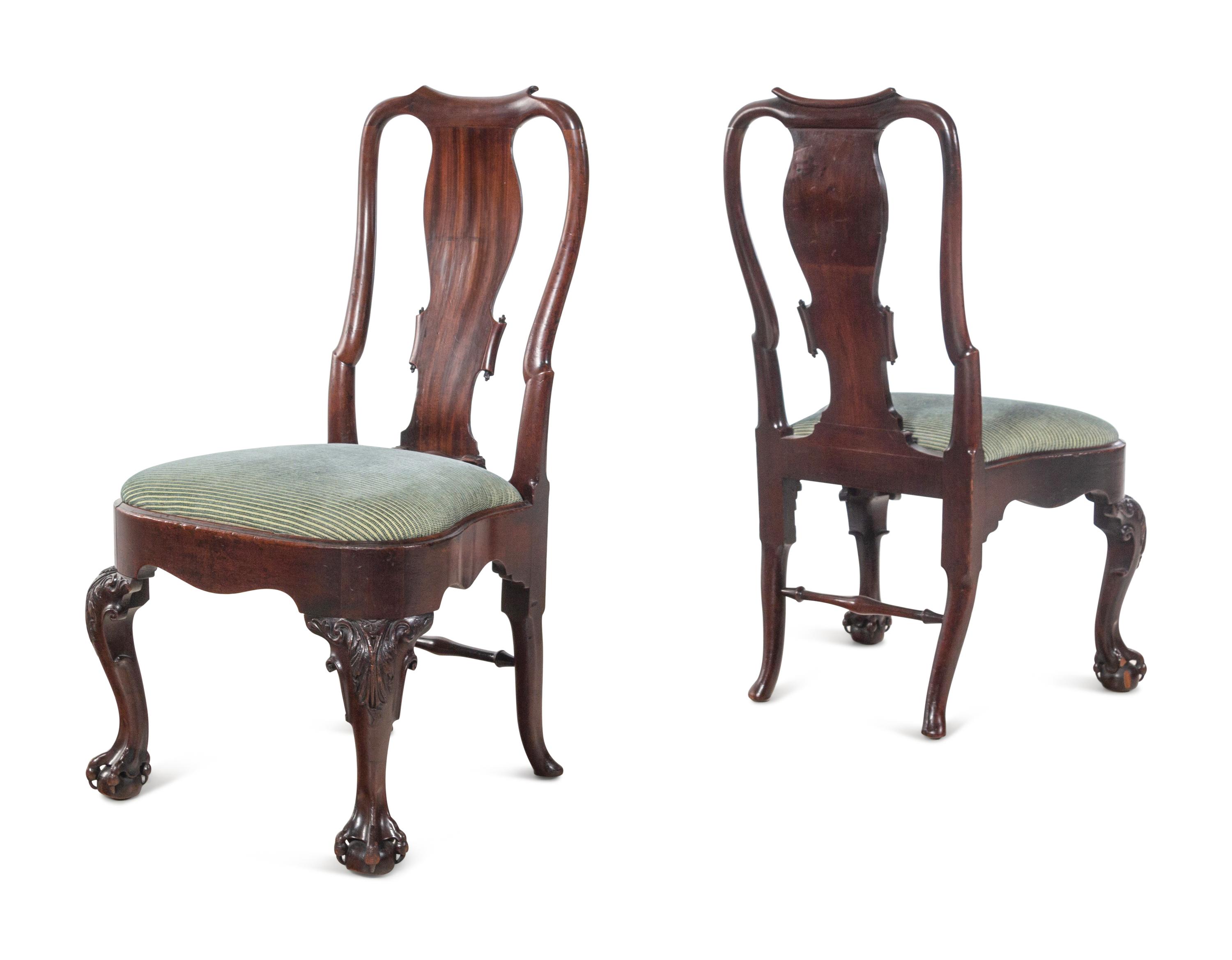 A Pair of George II Walnut Side Chairs