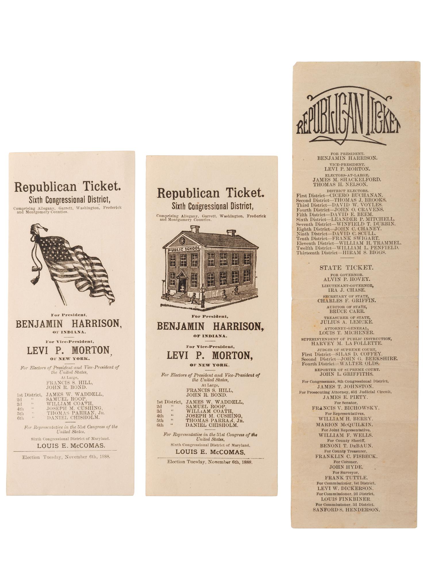 [ELECTIONS]. A group of ballots from 1884 and 1888, including scarce third party examples, comprising: