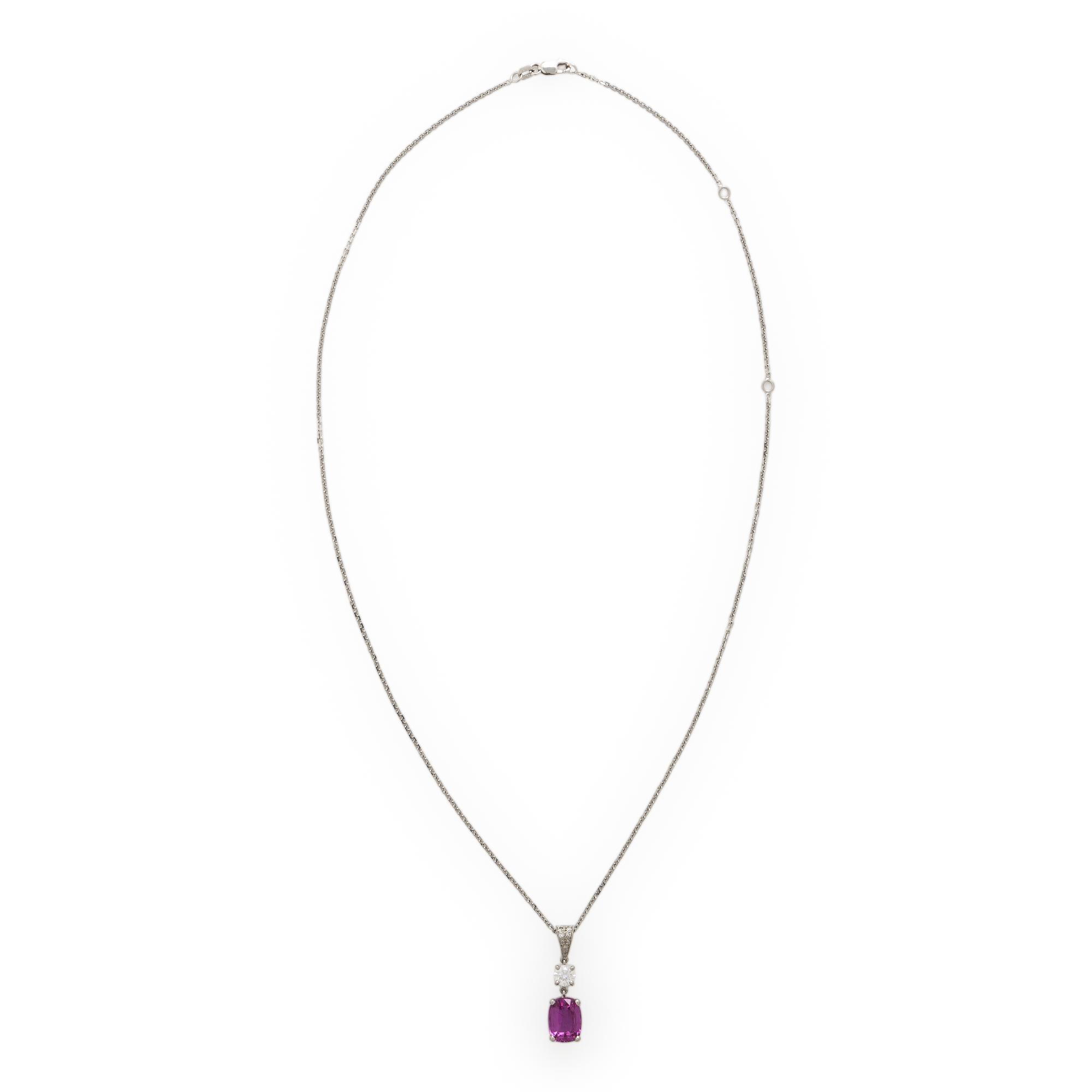 Pink Sapphire and Diamond Pendant Necklace