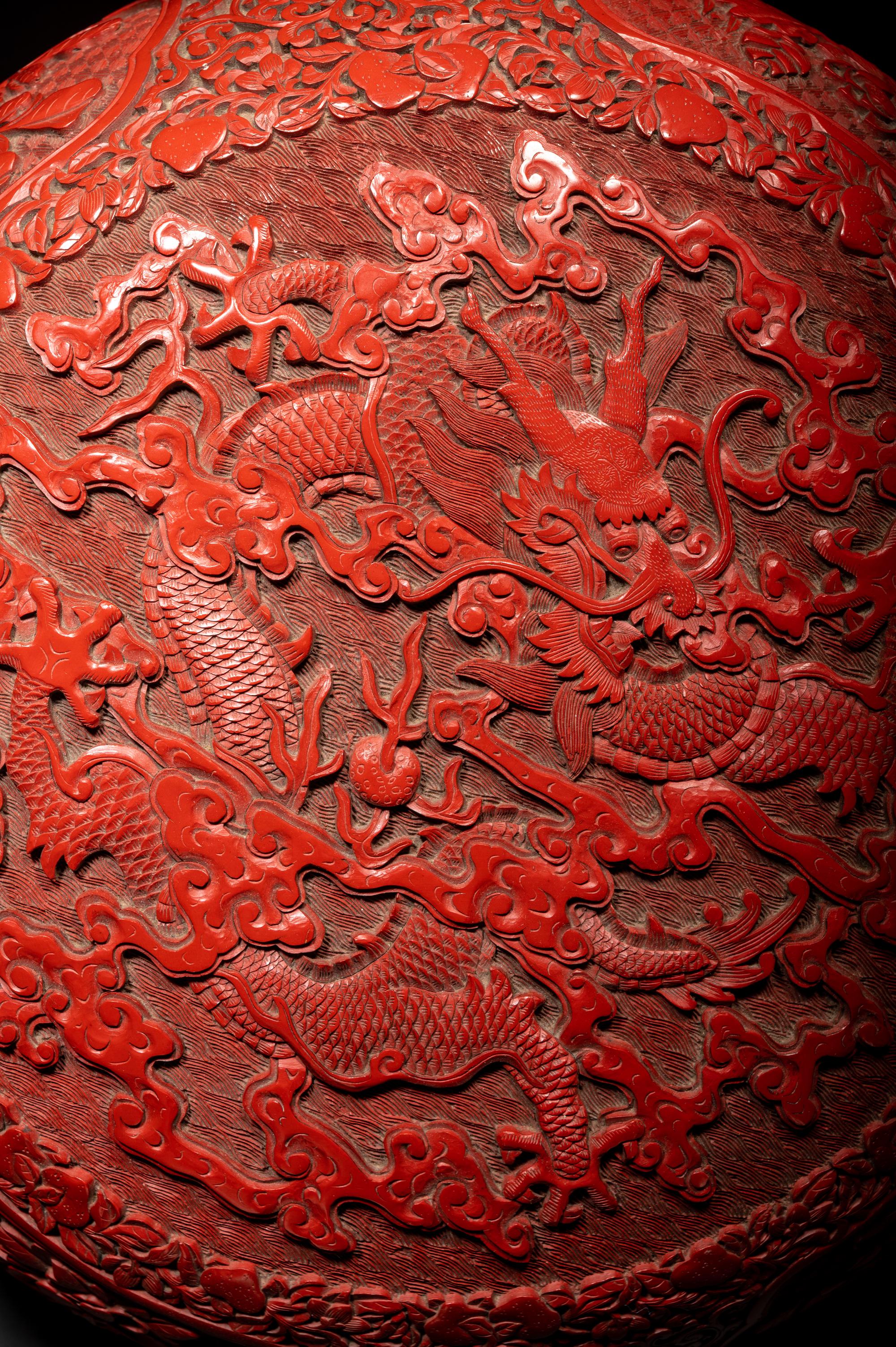 Three Chinese Cinnabar Lacquer Covered Boxes
