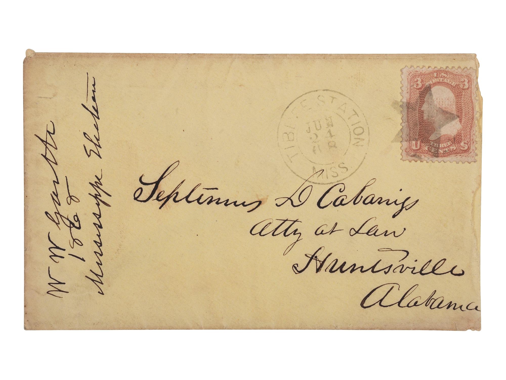 [VOTING RIGHTS]. GARTH, William W. Autograph letter signed ("Wm W Garth"). Tibbee Station, MS, 24 June 1868. Letter about elections involving emancipated African Americans.