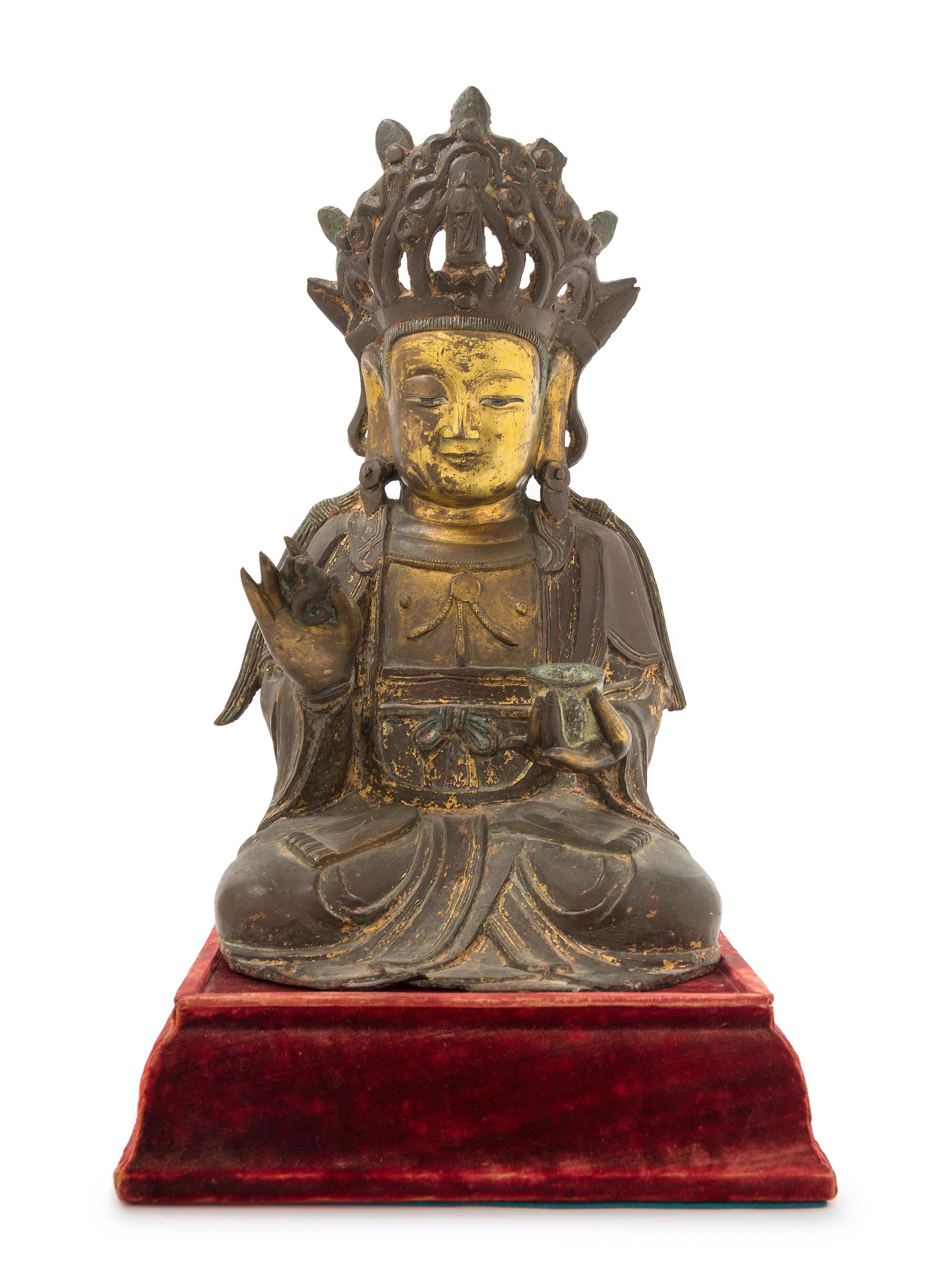 A Large Chinese Bronze Figure of Guanyin MING DYNASTY 14 x 7 3/4 inches — MING DYNASTY